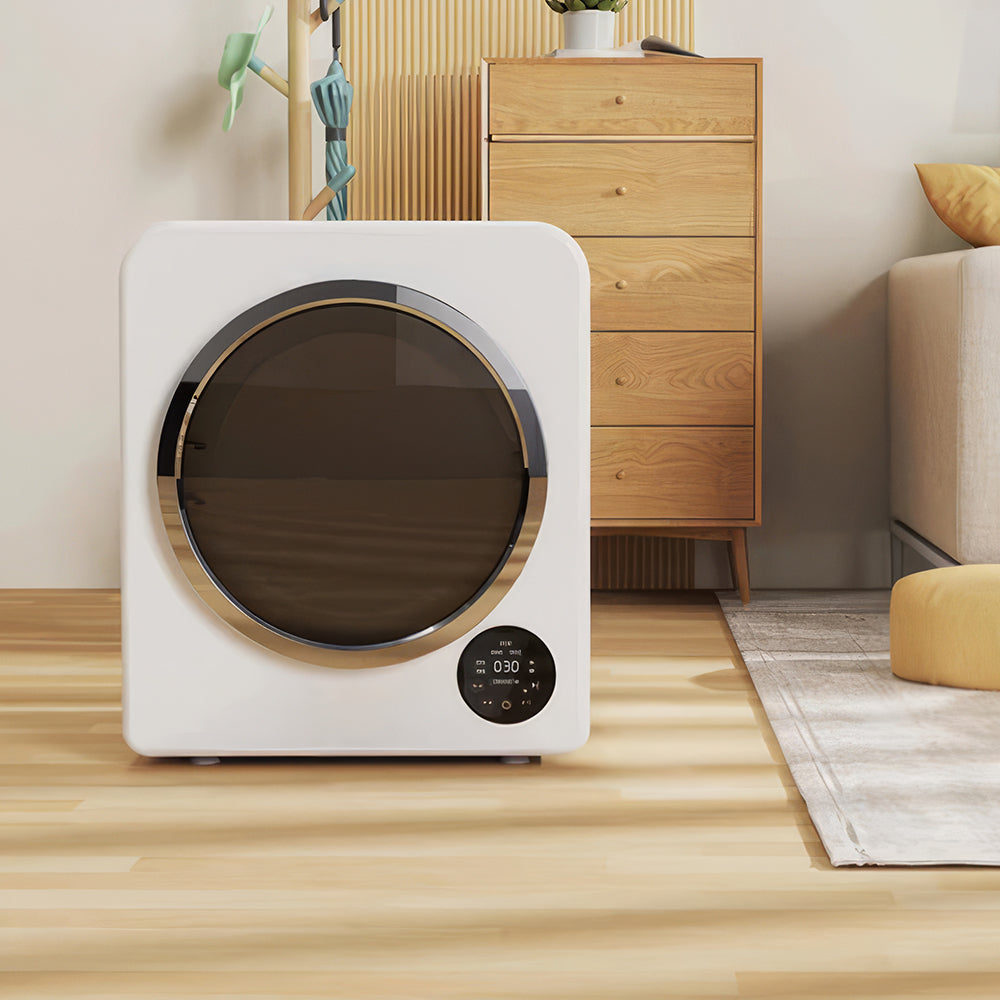 Portable Front Load Clothes Dryer with Quiet Operation and Pipe Vent